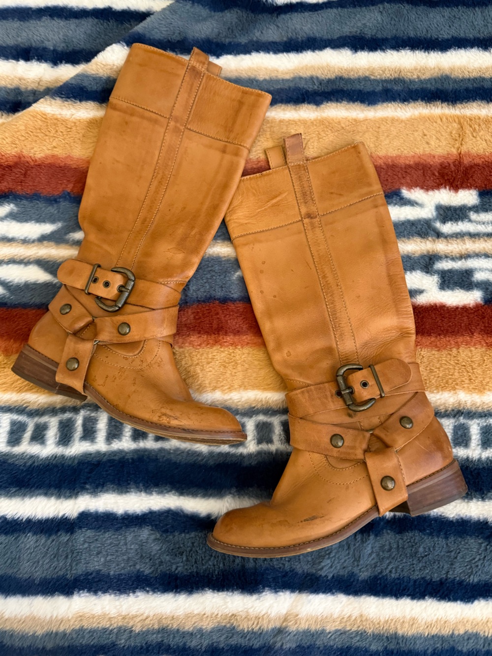 Women's Leather Buckle Riding Boots